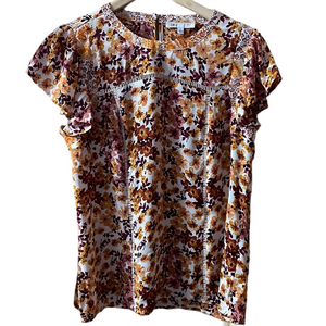 DR2 Floral Blouse - Burgundy and Mustard